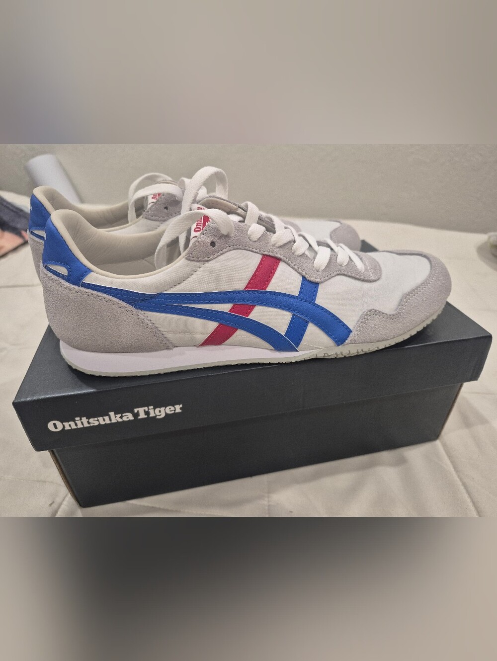 Onitsuka Tiger by Asics White Blue Red 10 Women/8.5 Men's Sneakers